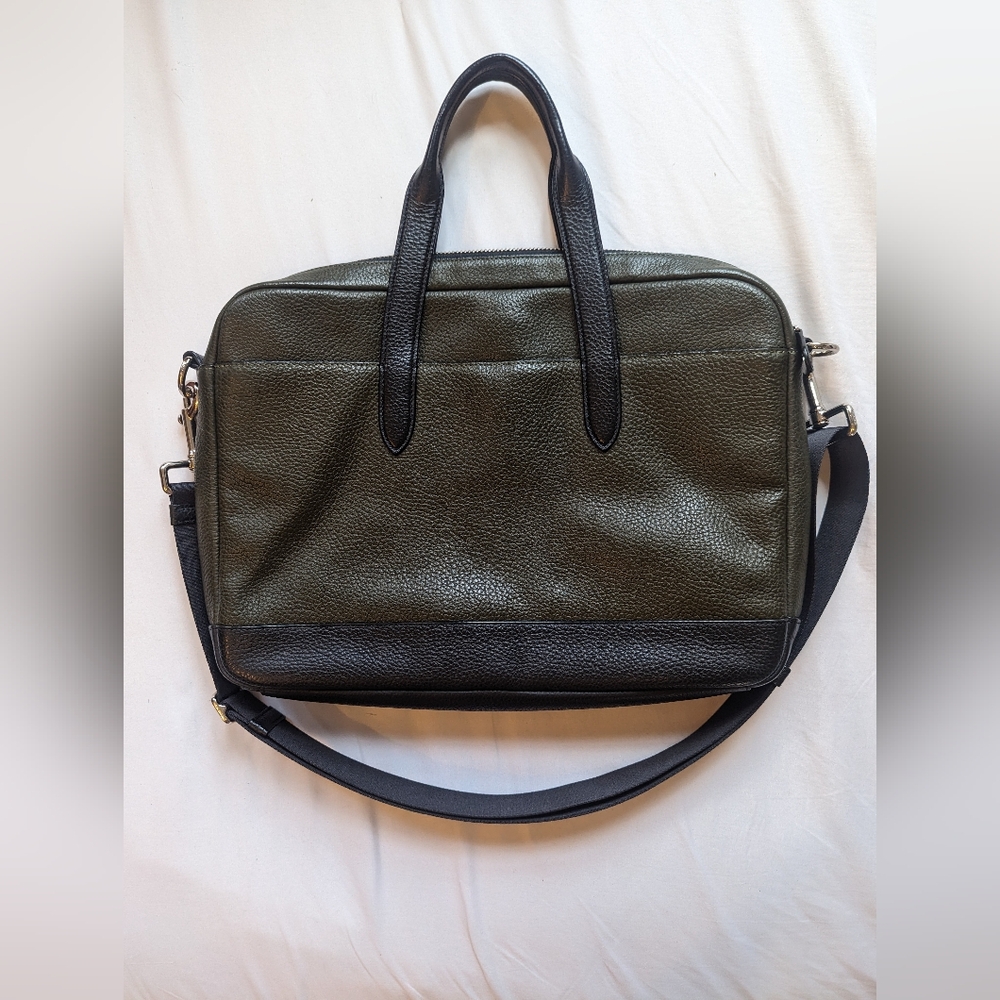 Like New Coach Leather Laptop Bag Forest Green